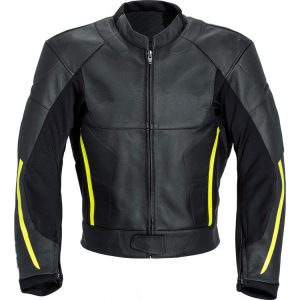 Motorcycle Racing Leather Black And Yellow Jacket