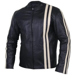 Buy Simple Black Leather Field Jacket